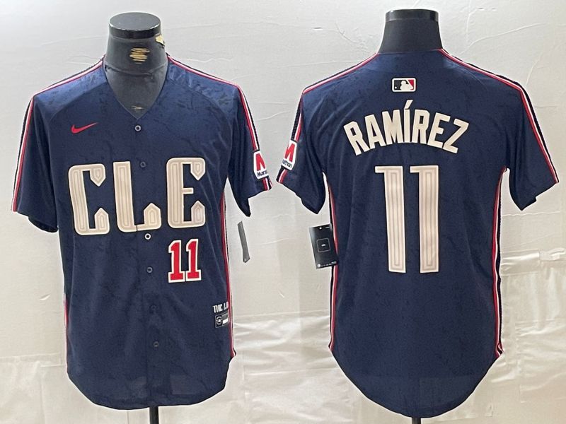 Men Cleveland Indians #11 Ramirez Blue City Edition Nike 2024 MLB Jersey style 3->cleveland indians->MLB Jersey